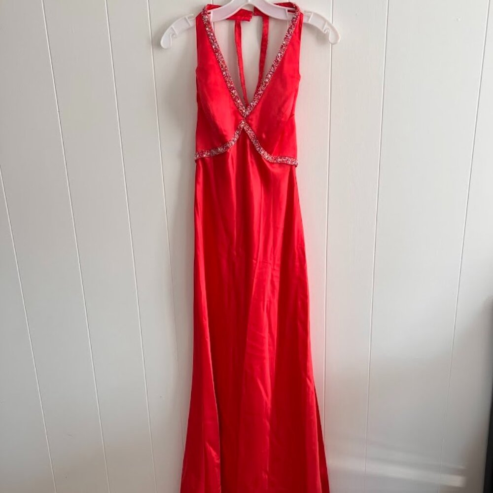Red Jeweled Prom Dress